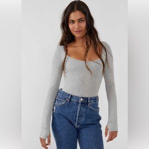 Free People Settle in Scoop Neck Bodysuit